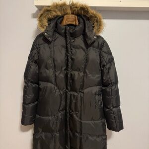 Women's winter jacket, long and very warm. "New Face" brand, down/synthetic fill